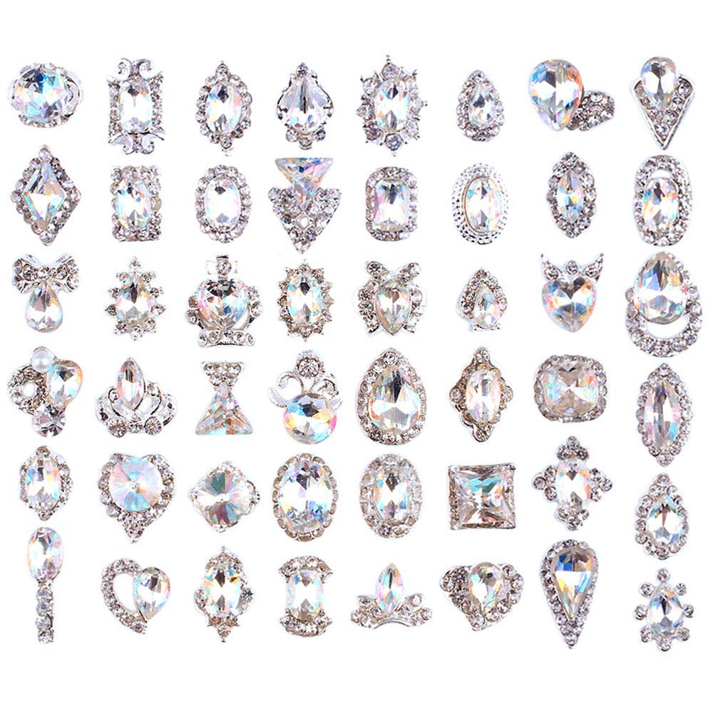 PARAOR 48PCS rhinestones on nails provide crystal AB shimmer for DIY art.