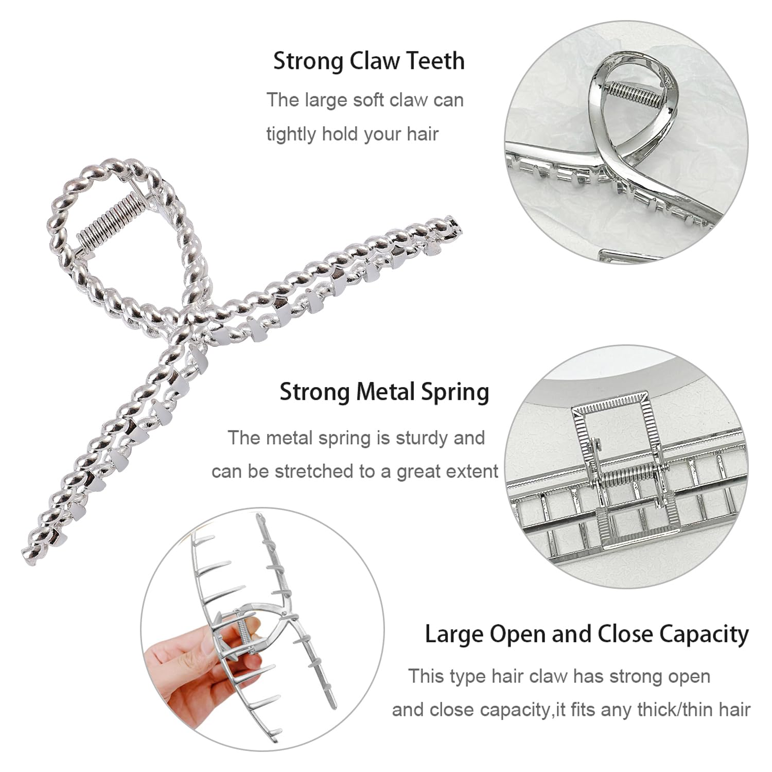 Parcce closeup-spring shows sturdy metal mechanism and non-slip grip.
