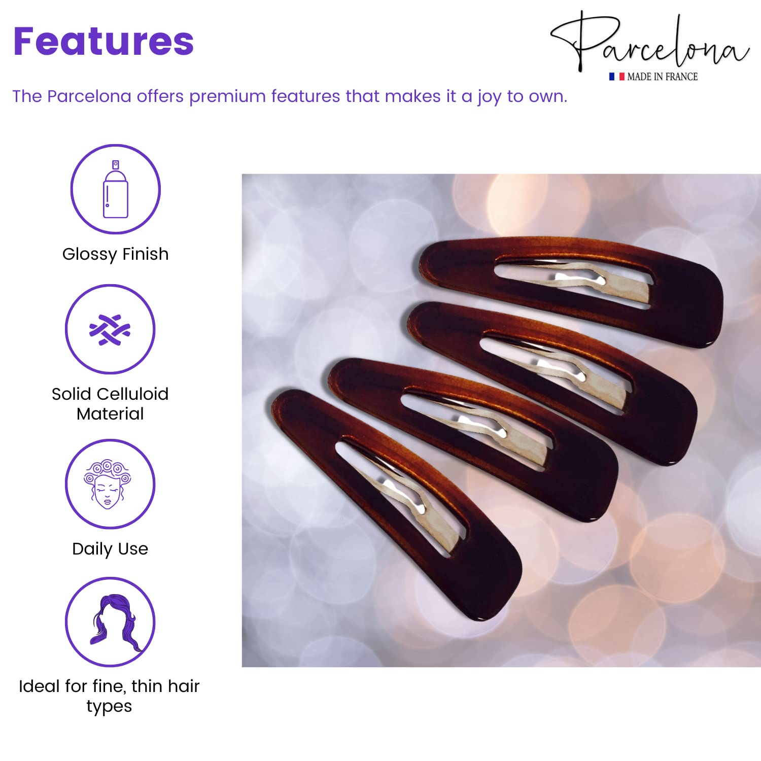 Parcelona compact clip enabling precision styling on short hair.