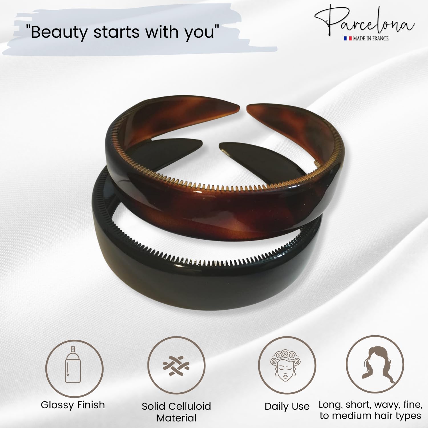 Parcelona headband inner teeth nibs closeup for secure non-slip grip