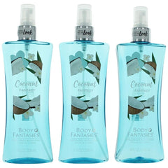 Parfums De Coeur Coconut Fantasy body spray bundle with three 8 oz bottles for daily tropical aroma.