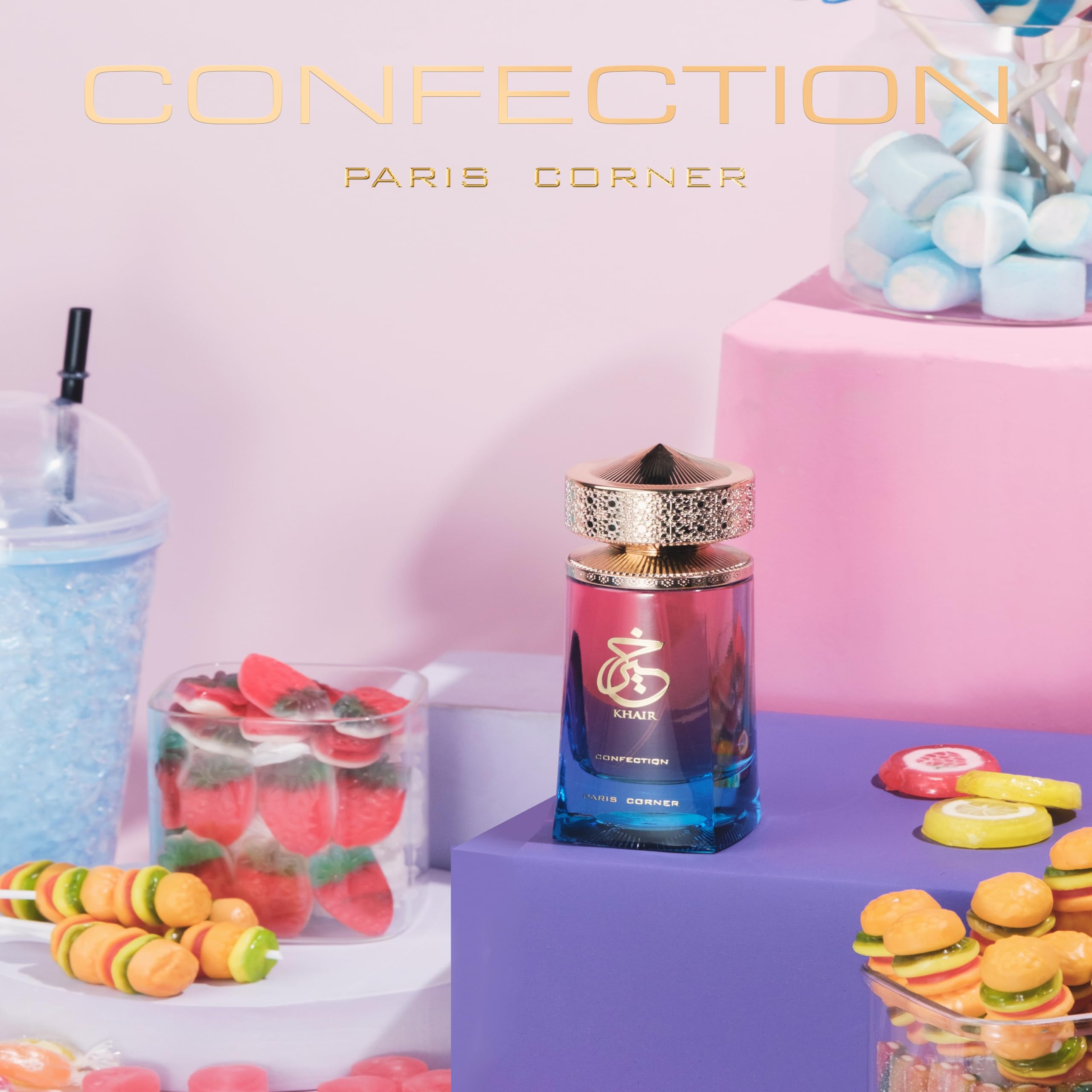 Paris Corner Khair Confection elegant packaging displayed on vanity