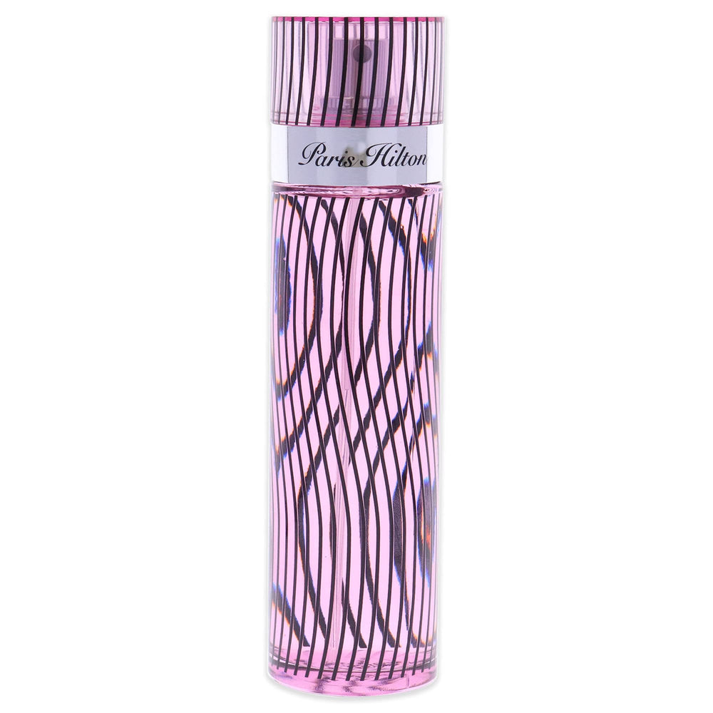 Paris Hilton fragrance notes bottle image shows fruity-floral blend.