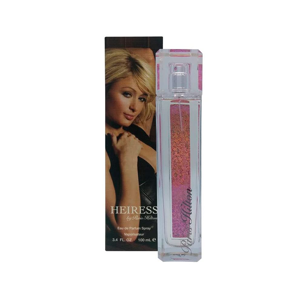Paris Hilton Heiress bottle closeup highlights elegant design for gifting or vanity.