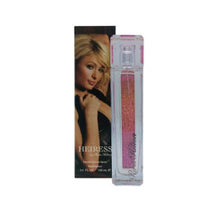 Paris Hilton Heiress bottle closeup highlights elegant design for gifting or vanity.