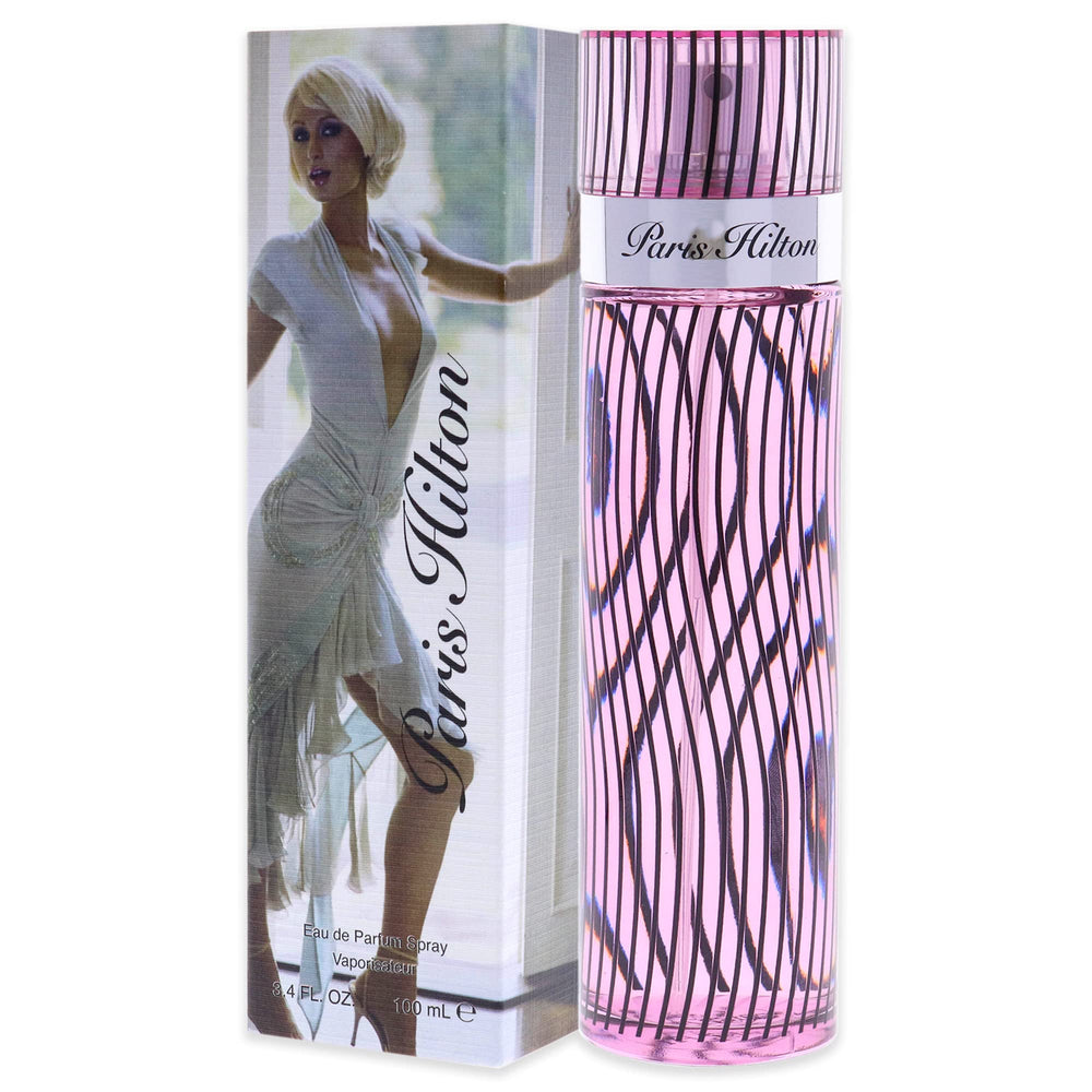 Paris Hilton packaging top view emphasizes gift-ready presentation.