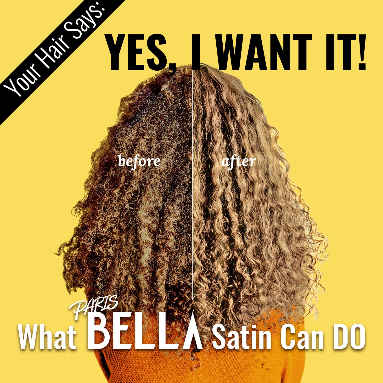 ParisBella satin lined sleep cap for curly hair preserves waves overnight