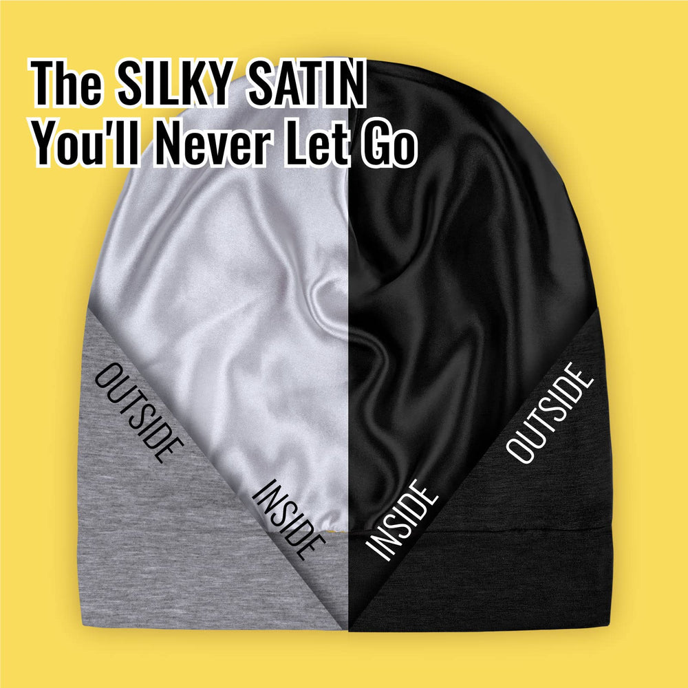 ParisBella satin lined sleep cap moisturizes and reduces hair friction