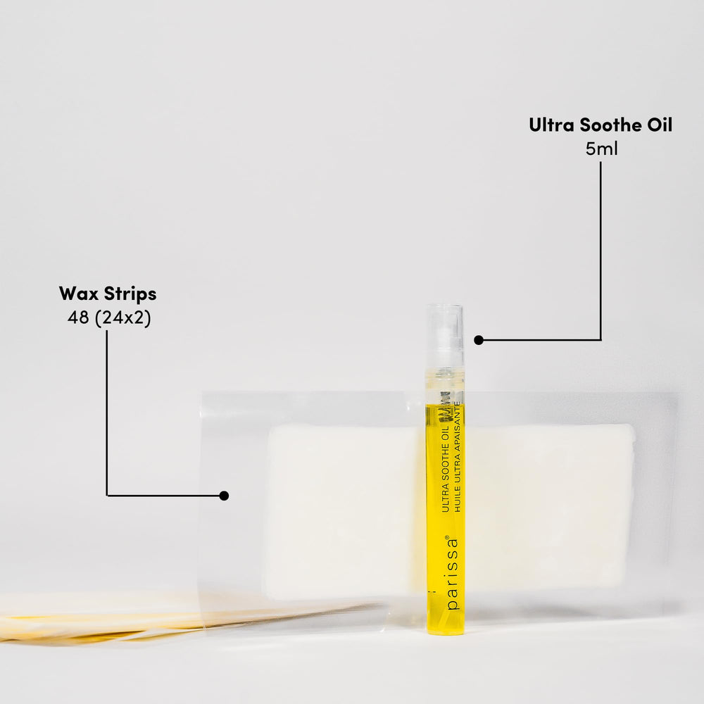 Parissa cream-based wax coating on skin highlights gentle precision for legs and arms.