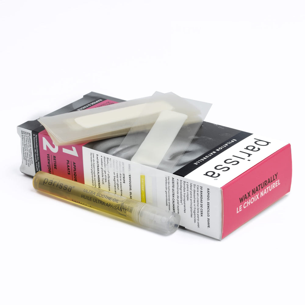 Parissa Natural Face & Lip Wax Strips packaging, compact and eco-friendly.