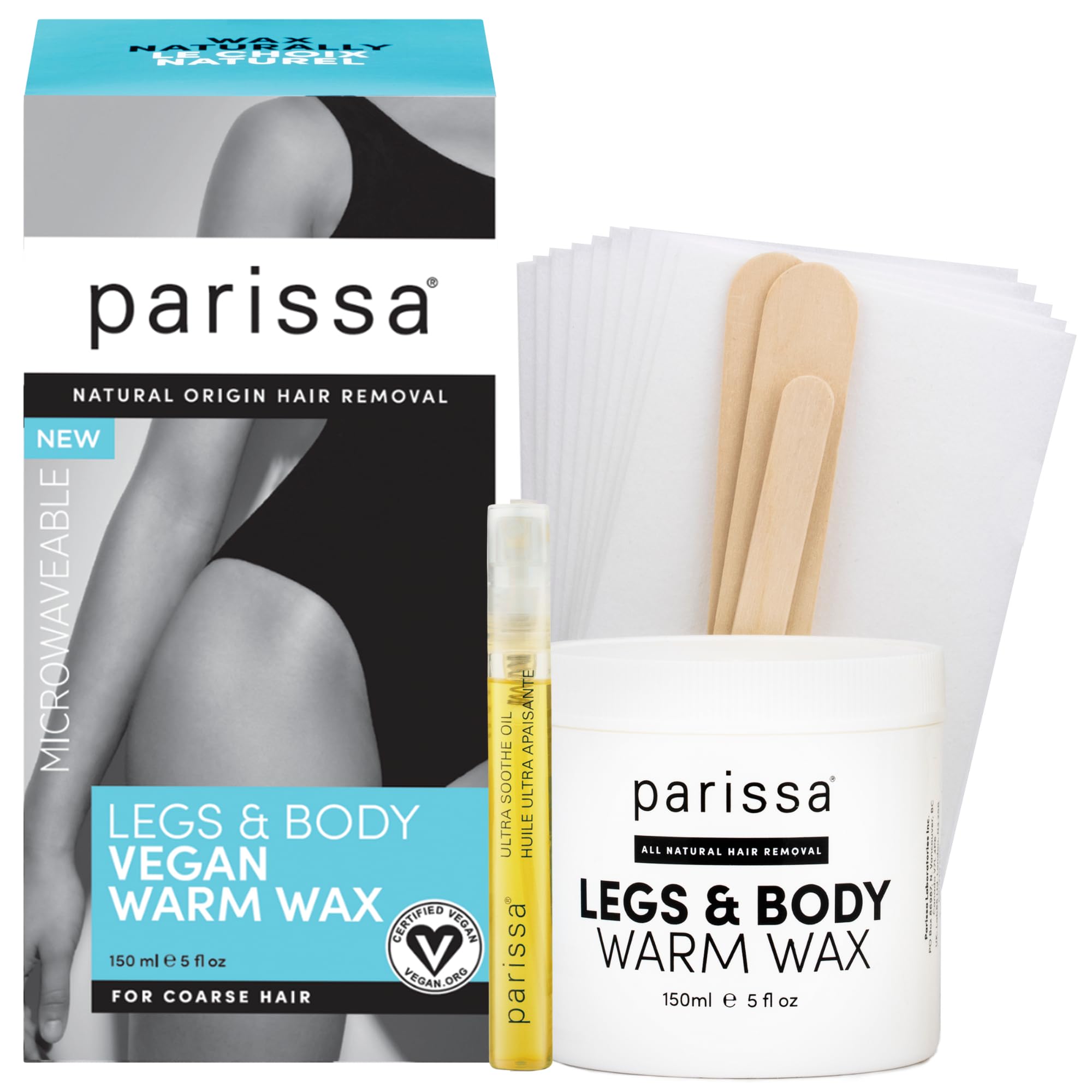 Parissa warm wax kit front view for at-home salon-style hair removal.