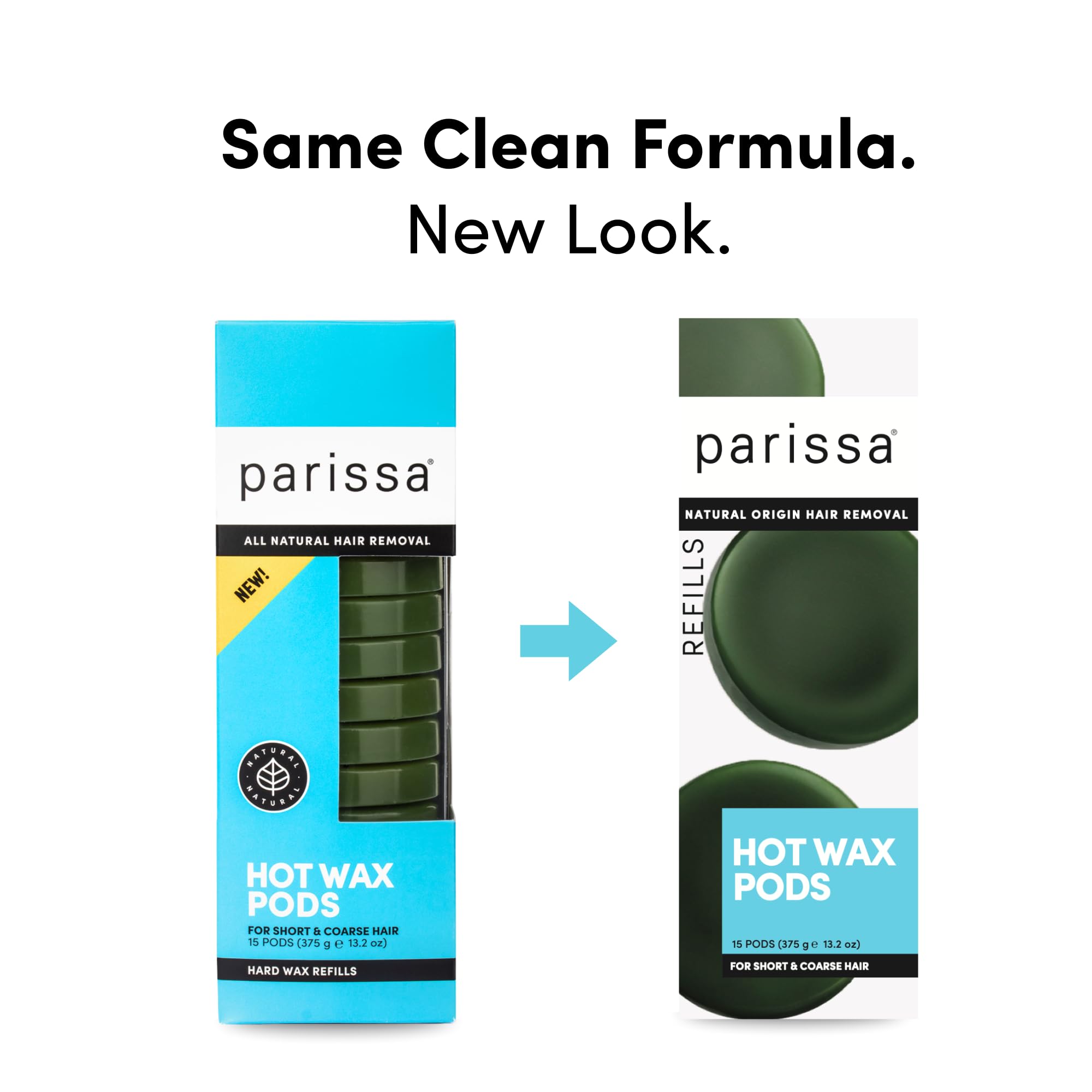 Parissa wax warmer-ready pods shown, ideal for professional backbar or home kits.