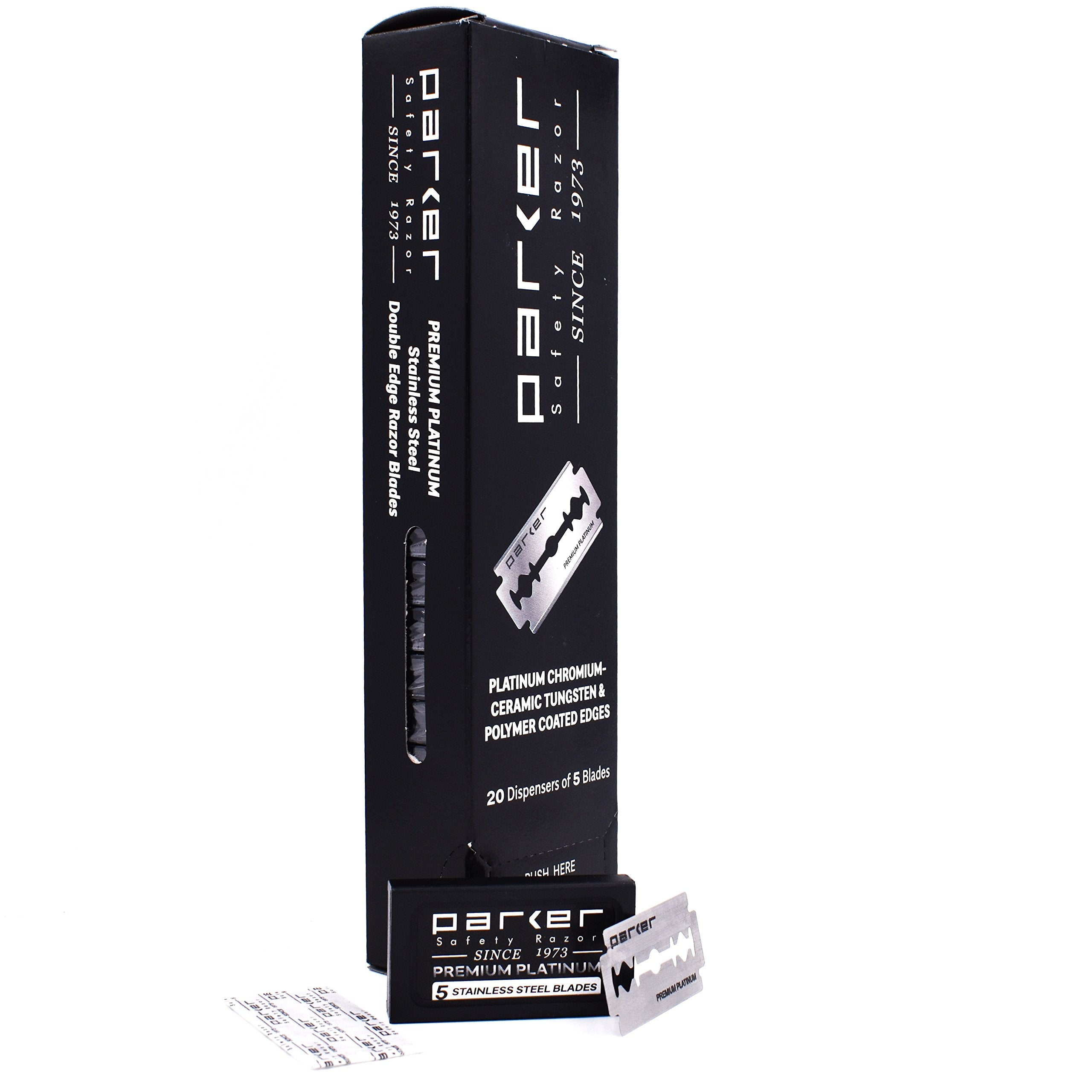 Parker blade dispenser pack front view highlighting bulk value and organization