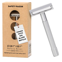 Parker SoloEdge all-metal design supports plastic-free daily shaving.