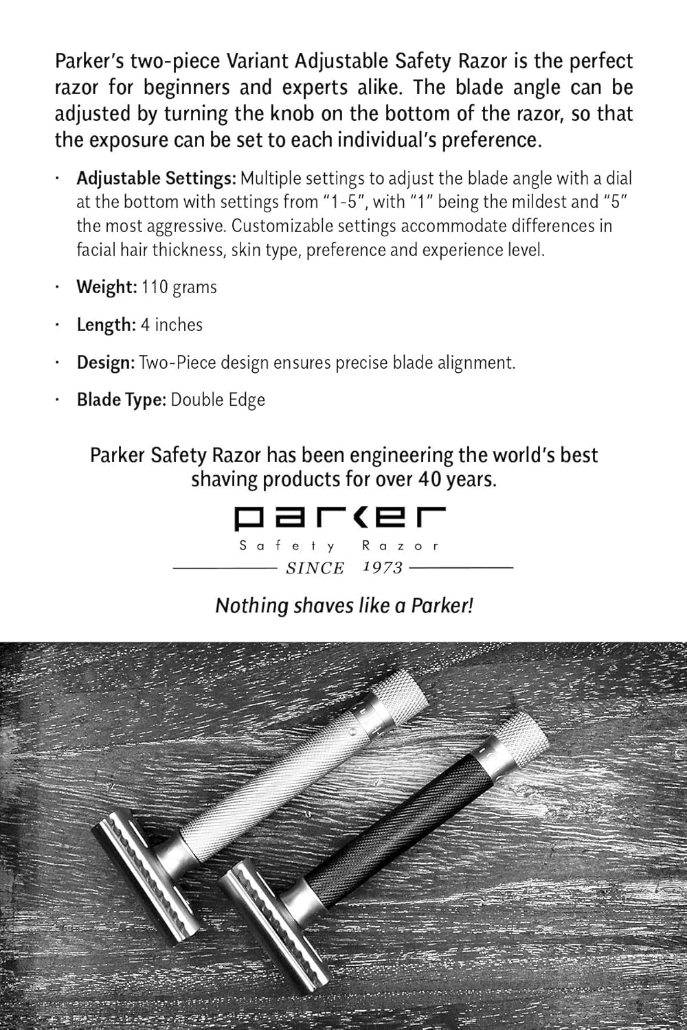 Parker Safety Razor in-use daily-grooming context communicates practical benefits.