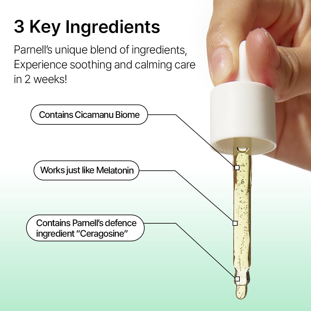Parnell Cicamanu 92 Serum highlighting Centella and melatonin ingredients.