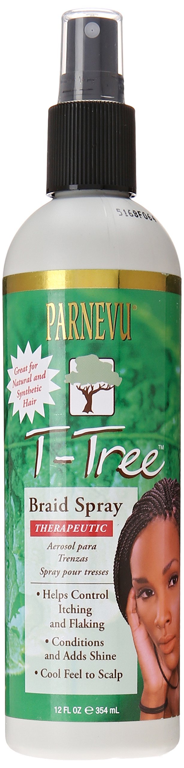 Parnevu T-Tree Braid Spray 12oz bottle promising conditioning and shine.