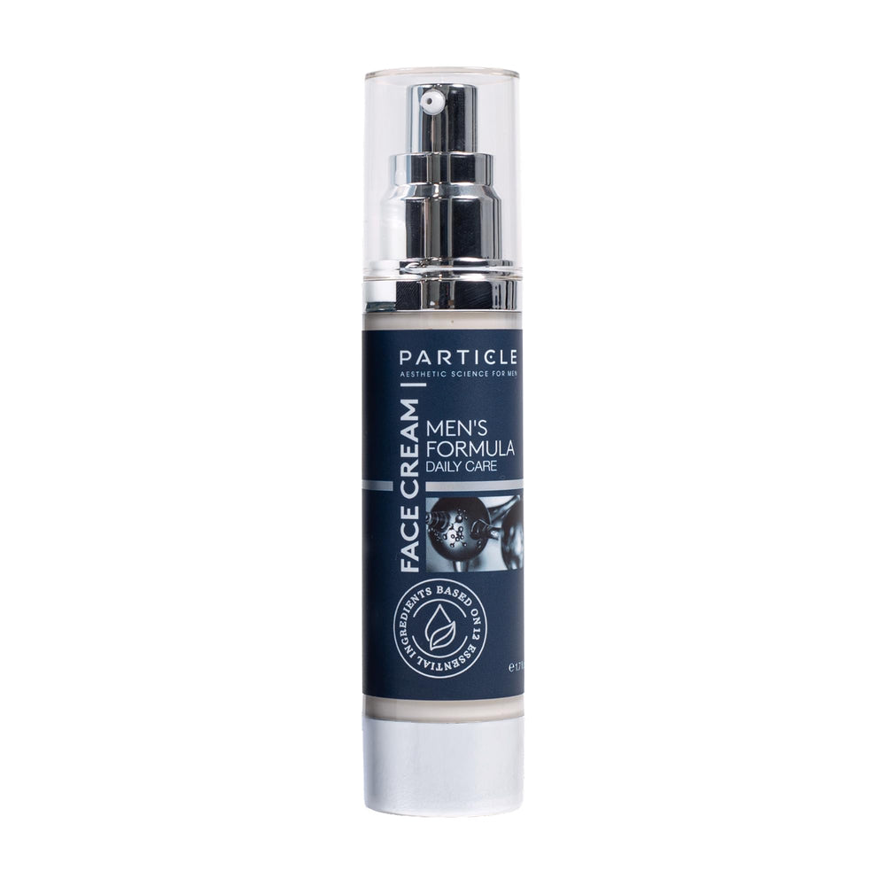 Particle 6-in-1 Face Cream bottle on a dresser for daily hydration.