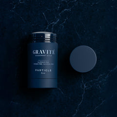 Particle Gravité Deodorant middle notes with cashmere wood and apple for depth