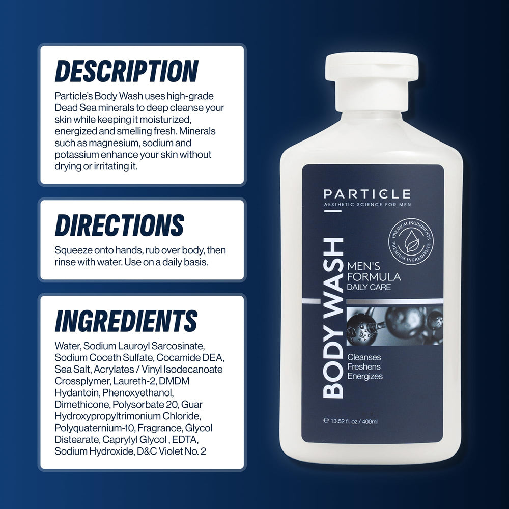Particle Men's Body Wash with Particle Collection imagery for complete regimen
