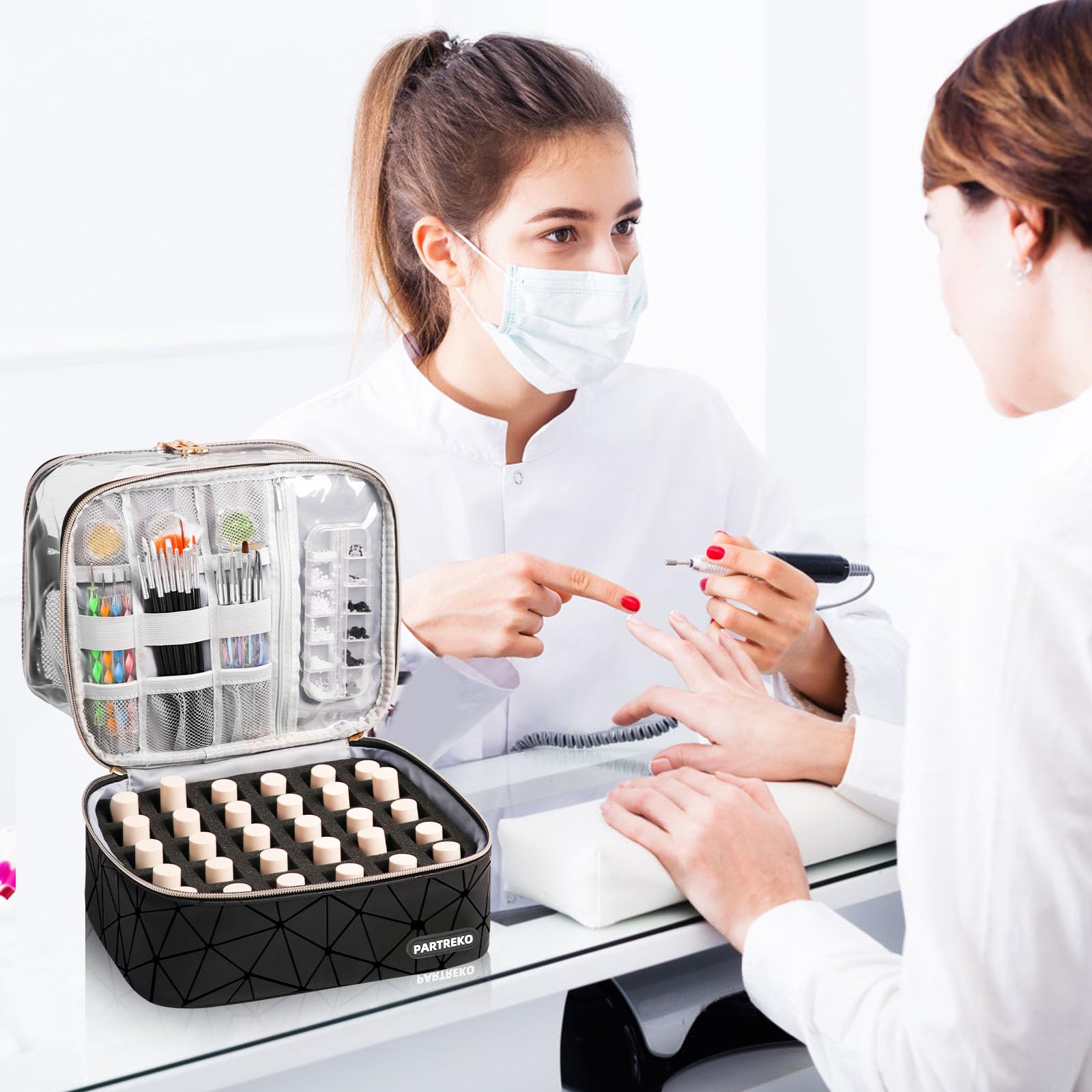 Partreko compact-travel-case illustrates portable luggage-friendly manicure storage
