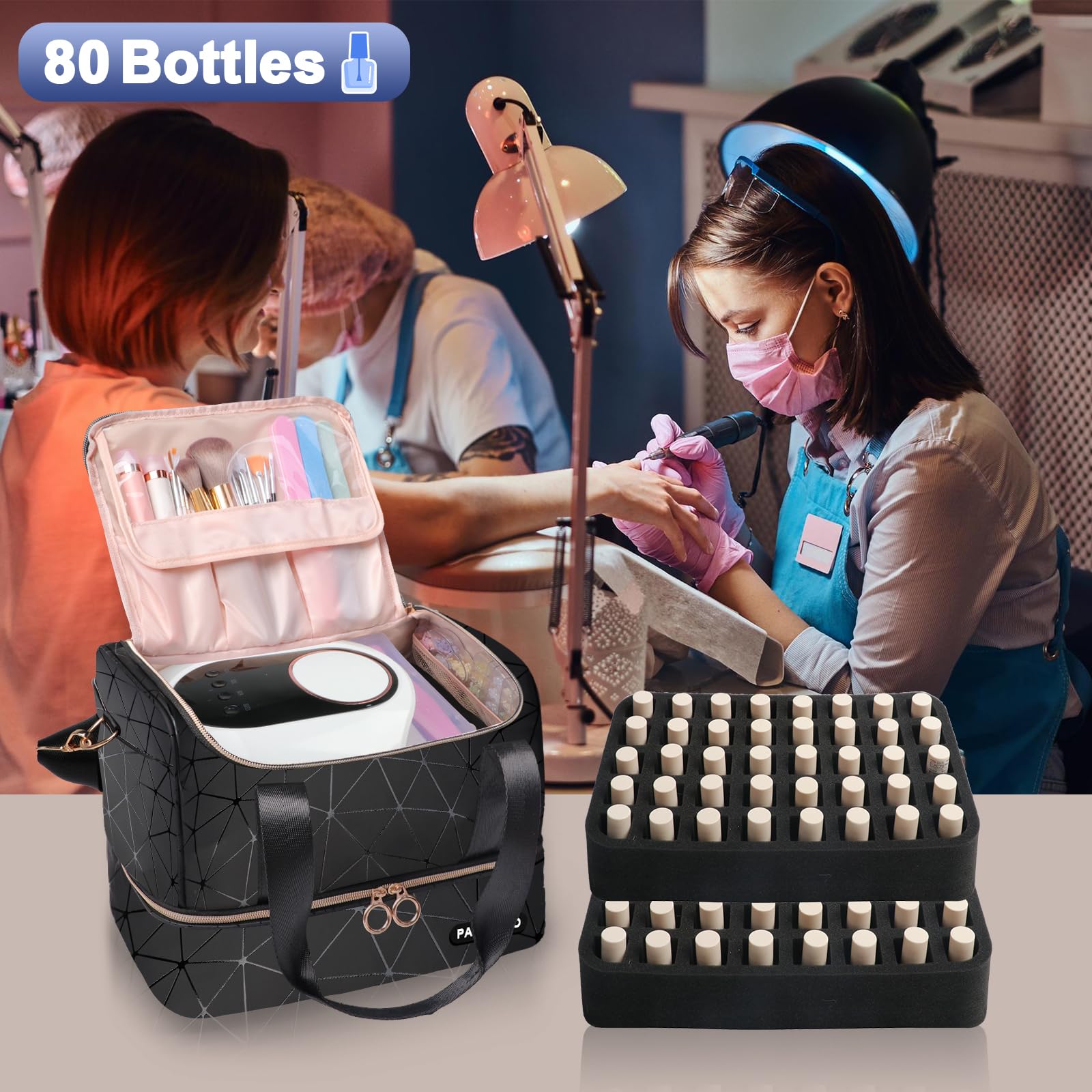 Partreko nail organizer keeps bottles protected from knocks.