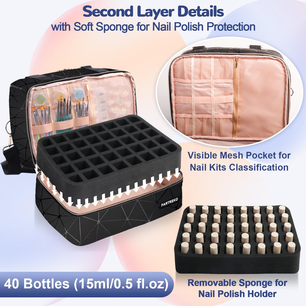 Partreko portable nail organizer with handles and strap for travel.