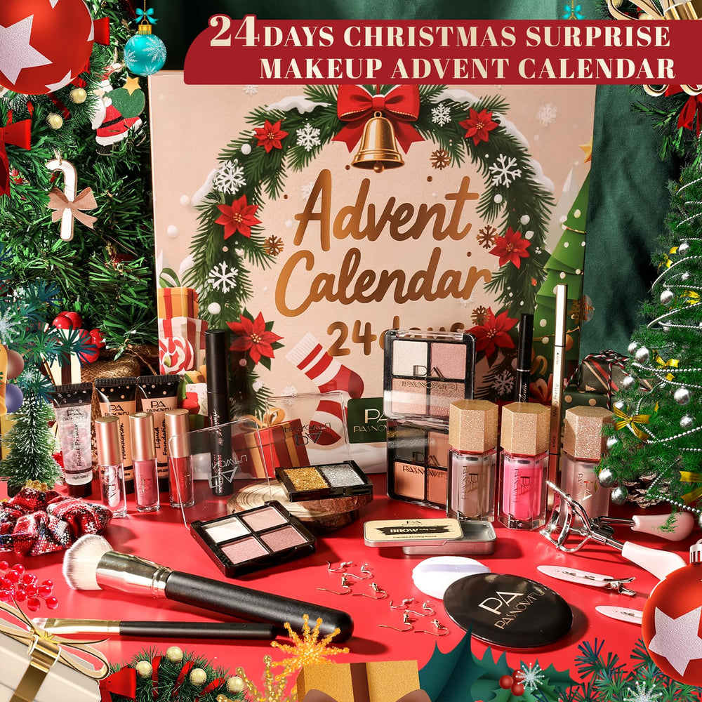 PASNOWFU Advent Calendar contents layout featuring a curated 24-day makeup selection.