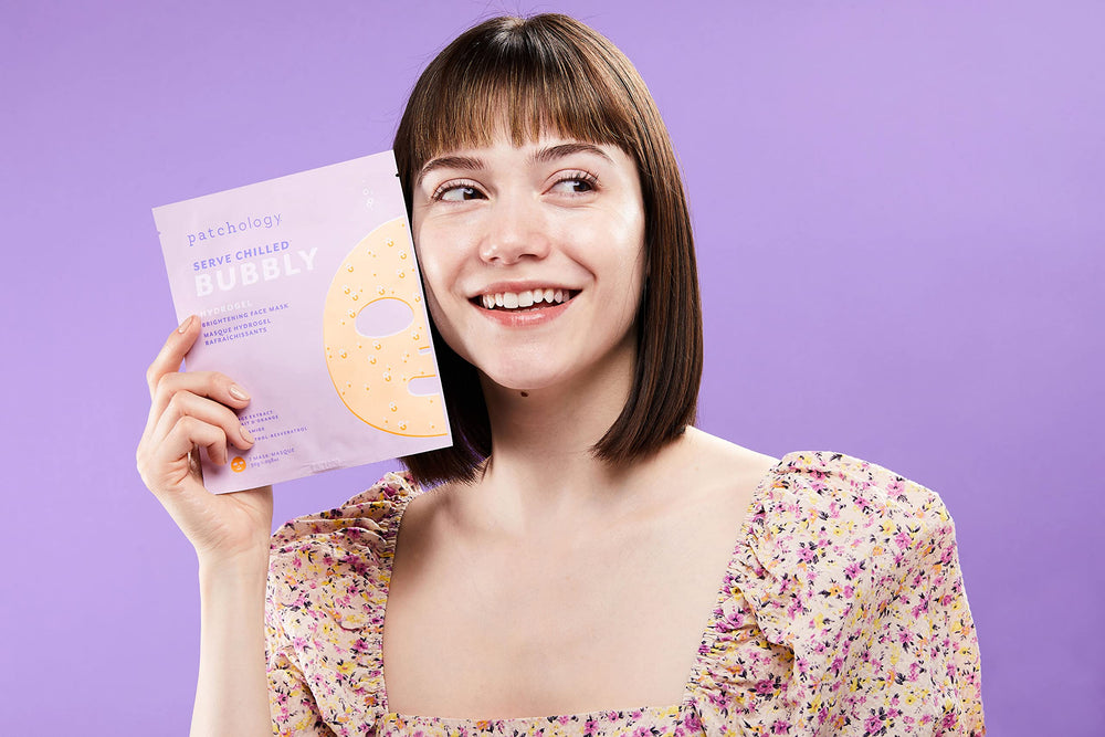 Patchology gel mask essence activating on skin during use.