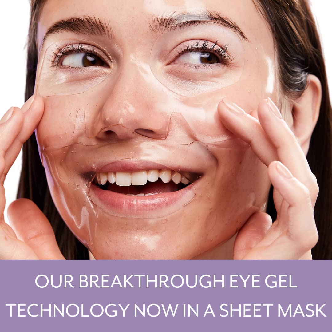 Patchology gel mask application on the face during a brightening routine.