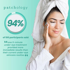 Patchology caffeine-collagen depuff effect reduces visible swelling around eyes.