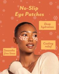 Patchology Gingerbread Under Eye Patches applied on skin for cooling hydration