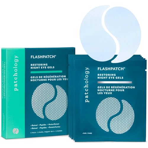 Patchology Restoring Eye Patches box showing depuffing and brightening benefits