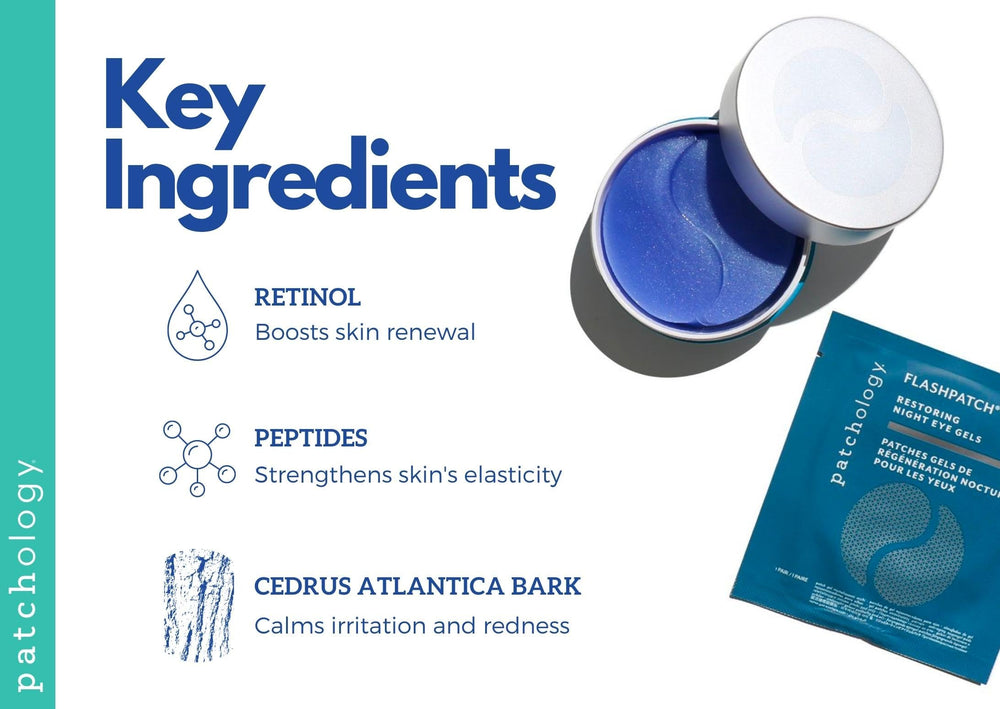 Patchology Restoring Eye Patches peptides benefit for anti-aging appearance.