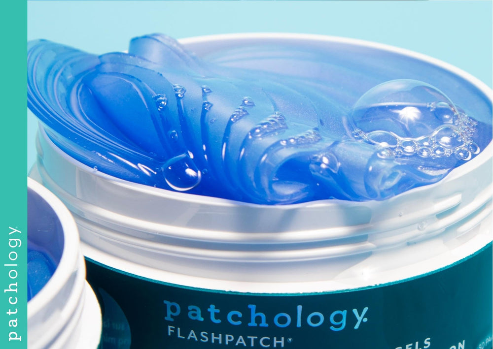 Patchology Restoring Eye Patches applied under-eye area showing refreshed appearance.