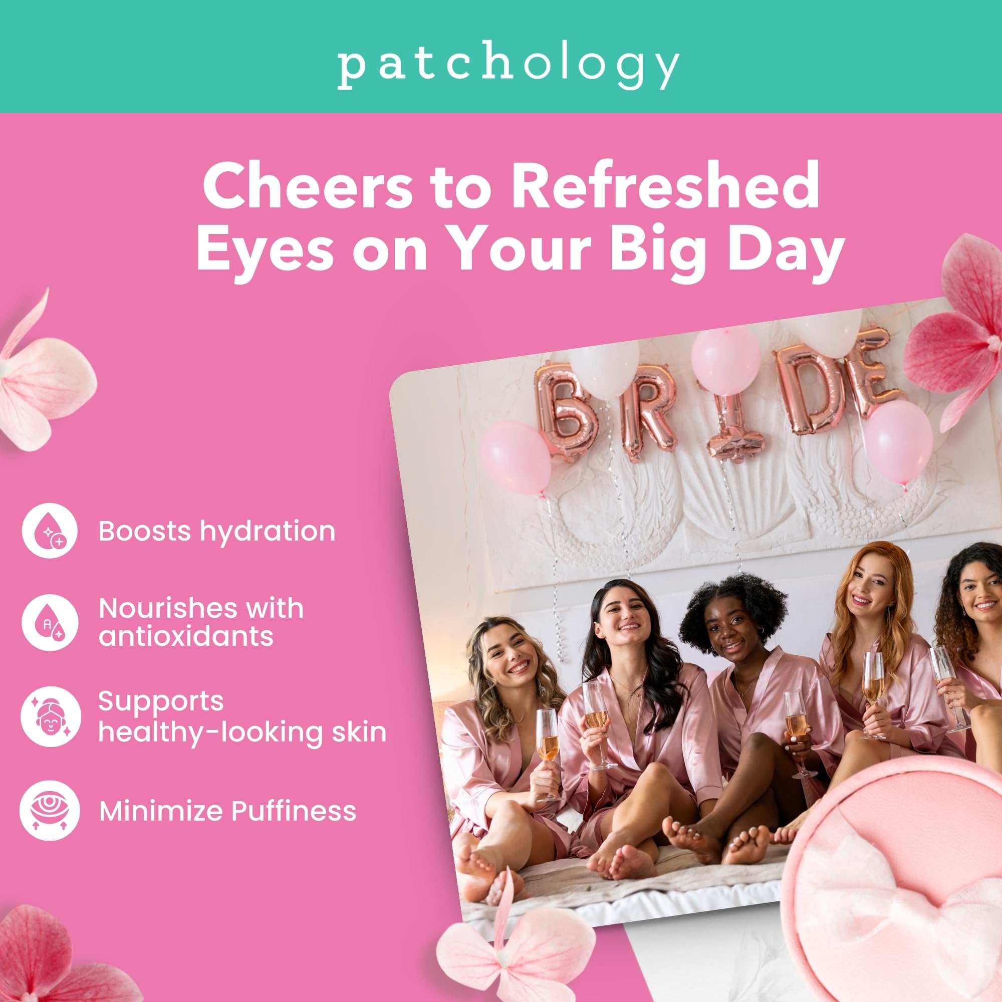 Patchology rose bubbly eye patches on eye area deliver refreshing depuff