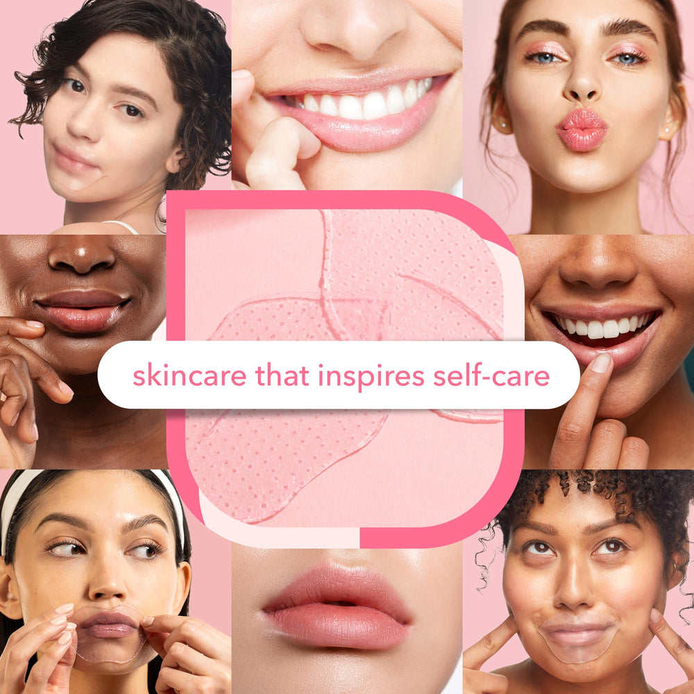 Patchology Serve Chilled Rosé Lip Mask application on lips shows quick pampering.