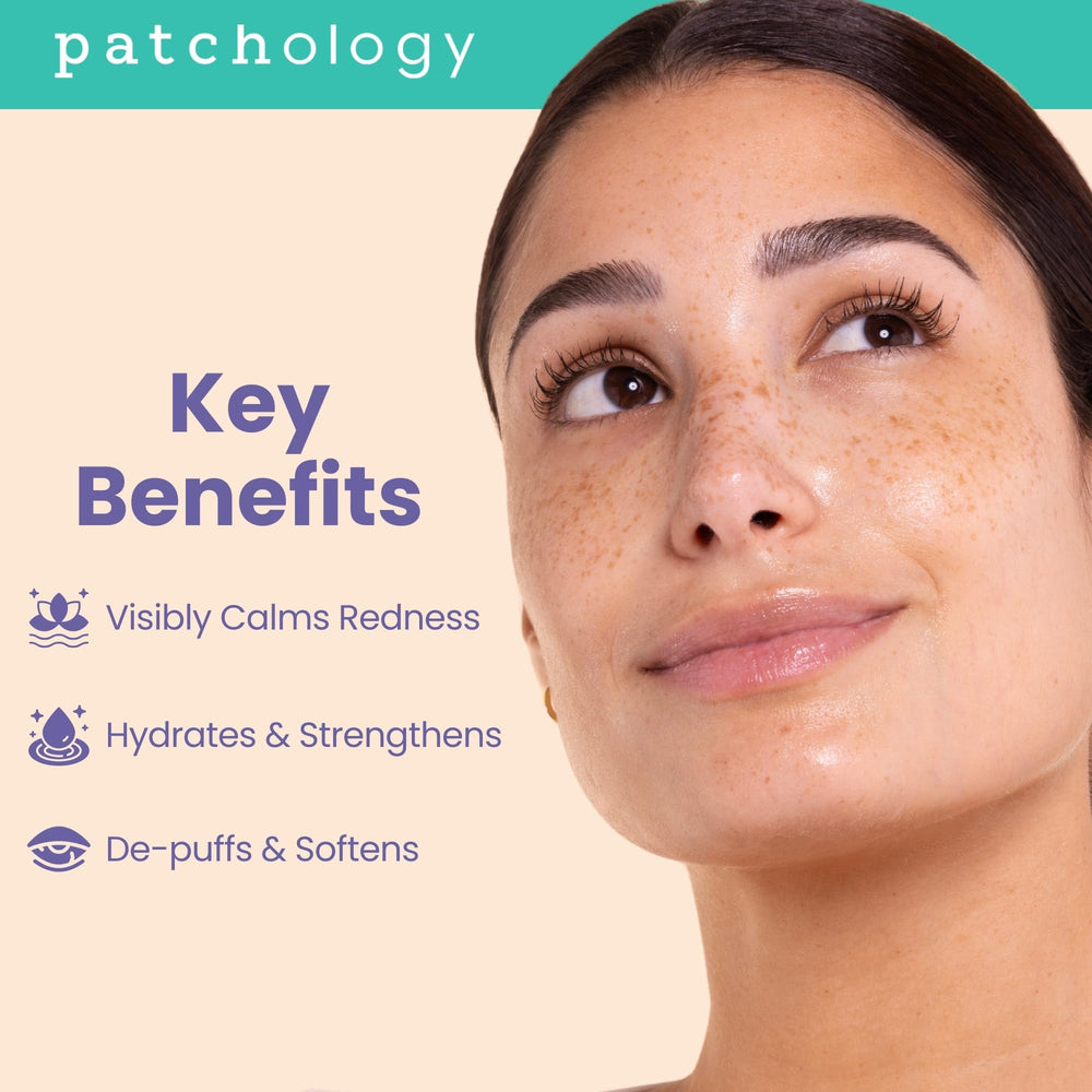 Patchology Skin Remedy Soothing Eye Gels depuffing effect demonstrates quick fatigue relief.