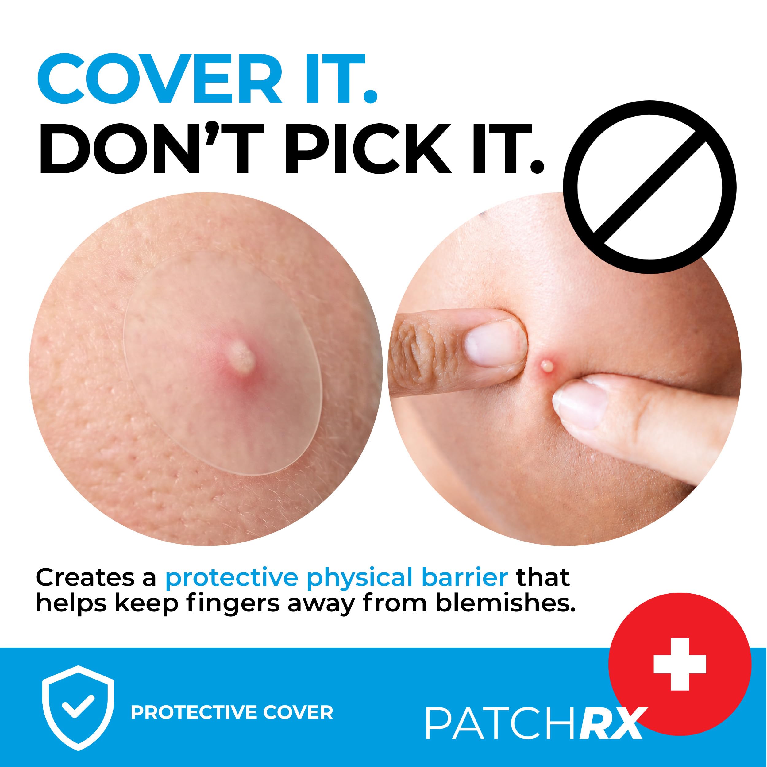 Hand applying PatchRx patch to clean dry skin to demonstrate simple use