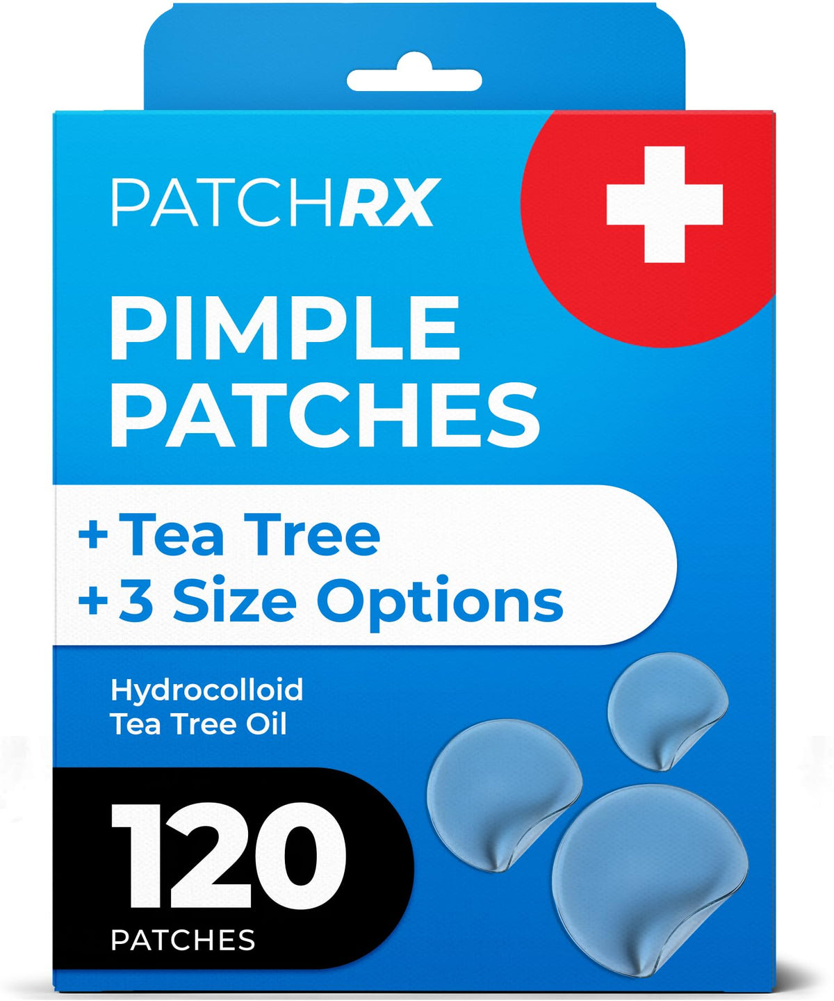 PatchRx front packaging showing 120-count value size and brand benefits