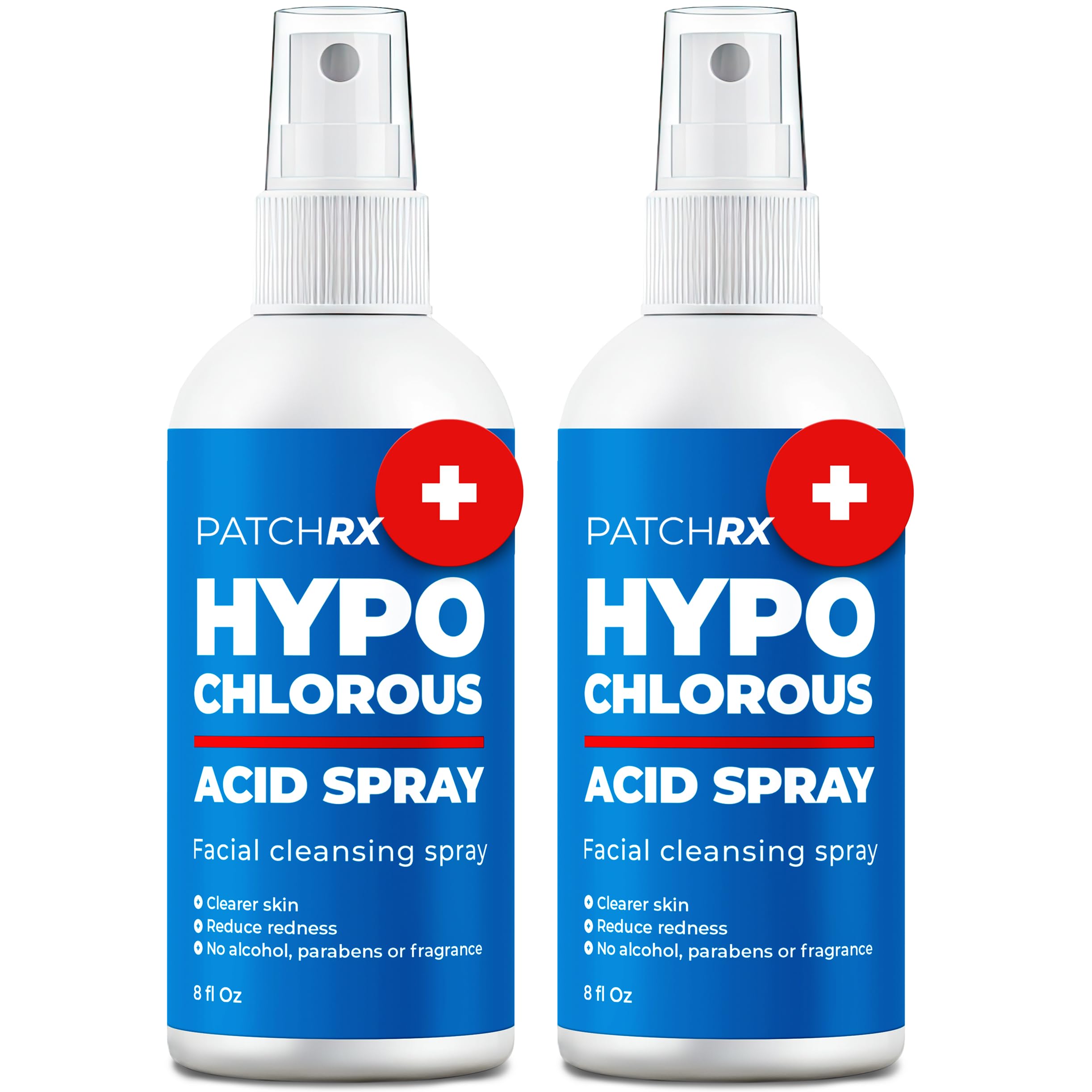 PatchRx hypochlorous acid spray bottle front showing two-pack value for home use.