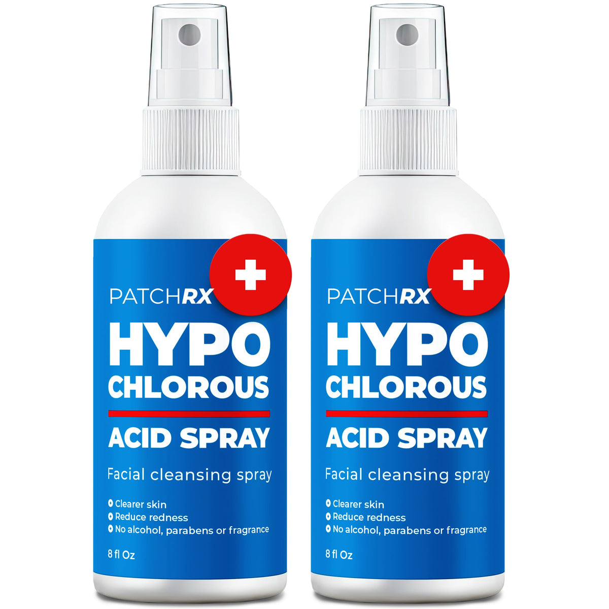 PatchRx hypochlorous acid spray bottle front showing two-pack value for home use.
