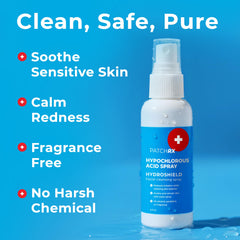 PatchRx Hypochlorous Acid Spray for eczema-prone skin provides gentle relief.
