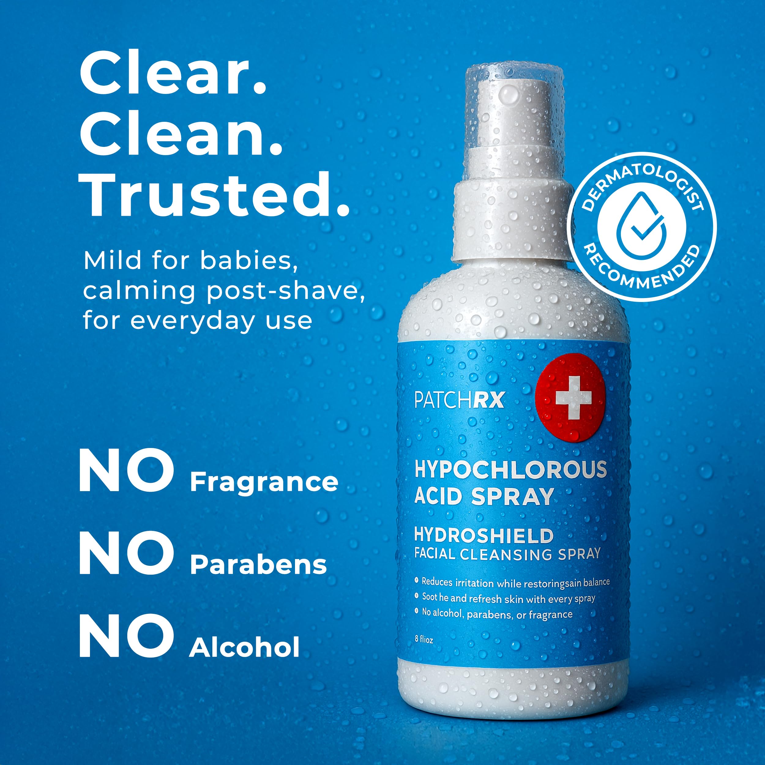 PatchRx HOCL spray results collage suggesting clearer skin with consistent use.