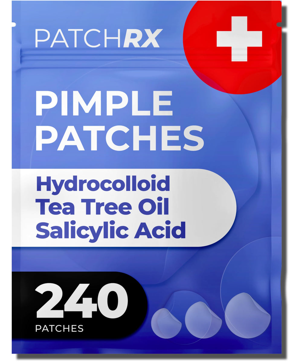 PatchRx pimple patches on clean face absorb oil for clearer skin.