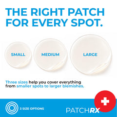 PatchRx three patch sizes displayed small medium large for targeted spot coverage