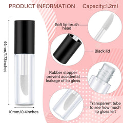 Patelai clear mini lip gloss tubes—transparent bodies for quick content checks.