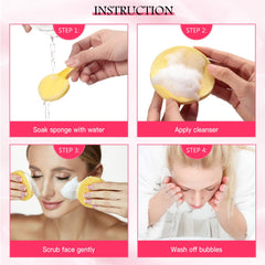 Patelai compressed facial sponges pink close-up for soft cleansing and makeup removal.