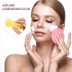 Patelai compressed facial sponges yellow close-up for daily exfoliation and cleansing.