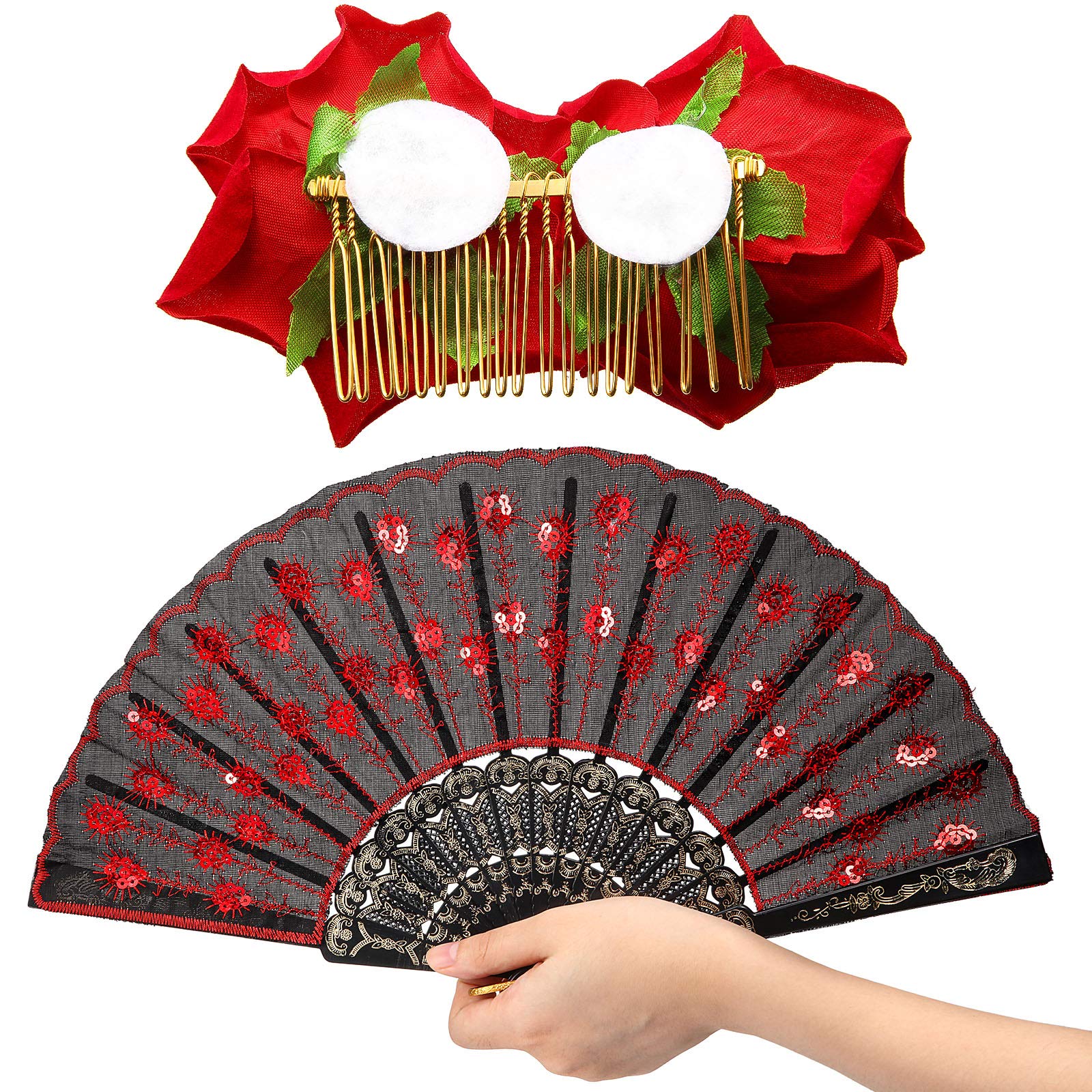 Patelai folding hand fan with sequins—keeps you stylish during performances.